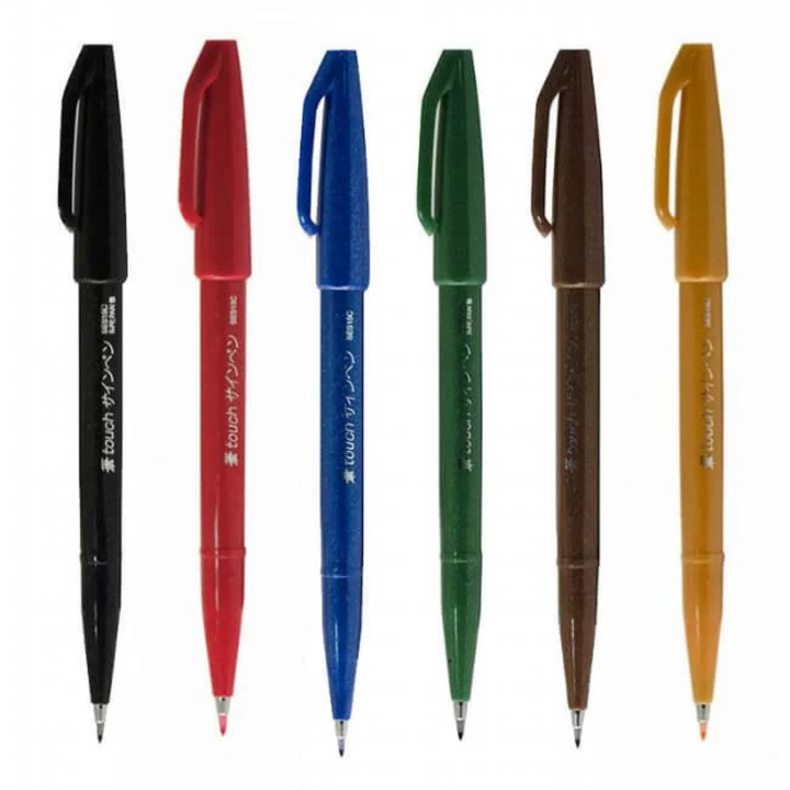 Pentel Brush Sign Pen - All 36 colors — in use