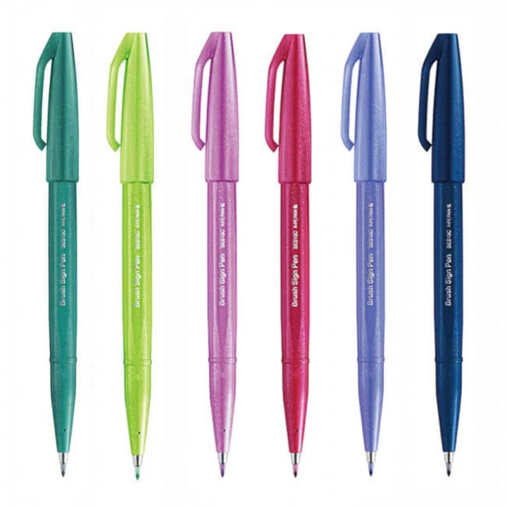 Pentel Brush Sign Pen - All 36 colors — close-up