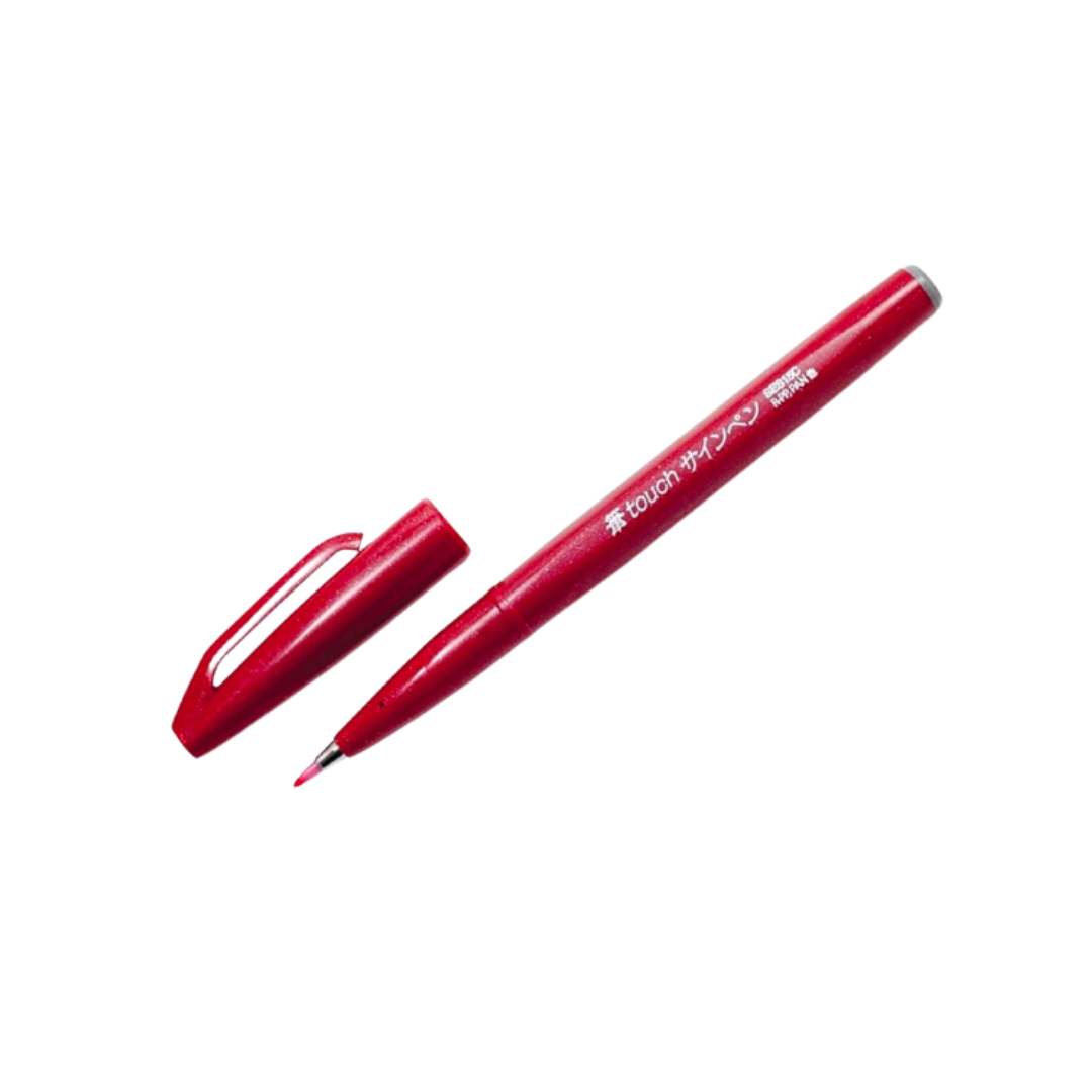 Pentel Touch Brush Sign Pen Red — Pentel brush pen — premium stationery and lifestyle, at Cityluxe Singapore