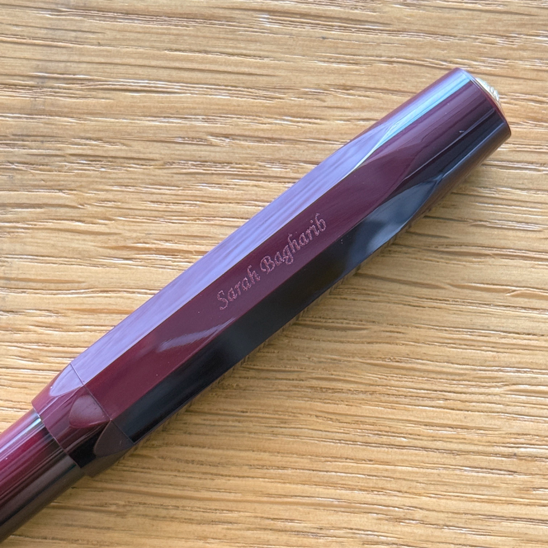 Personalised name engraving on Kaweco Classic Sport Fountain Pen - Bordeaux