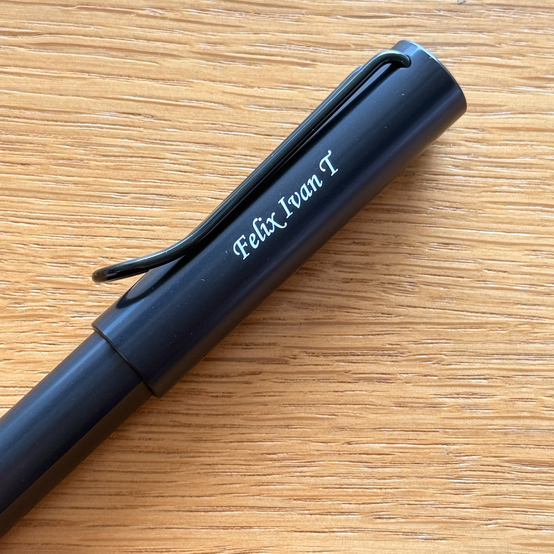 Personalised name engraving on Lamy AL-Star Rollerball Pen Black