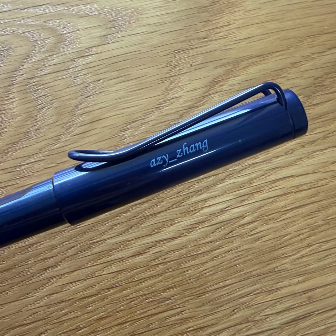 Personalised name engraving on LAMY Safari Rollerball Pen - Dark Dusk