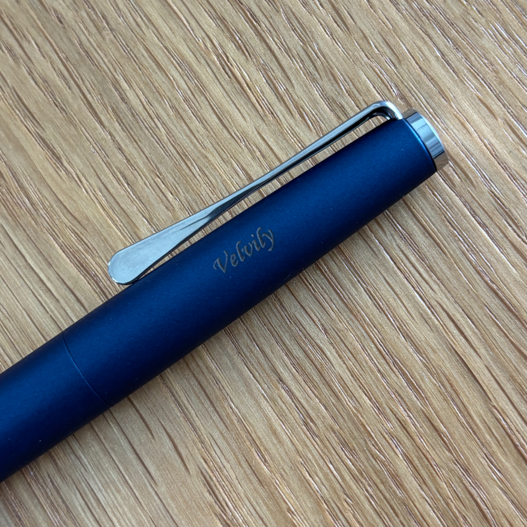 Personalised name engraving on Lamy Studio Rollerball Pen Imperial Blue