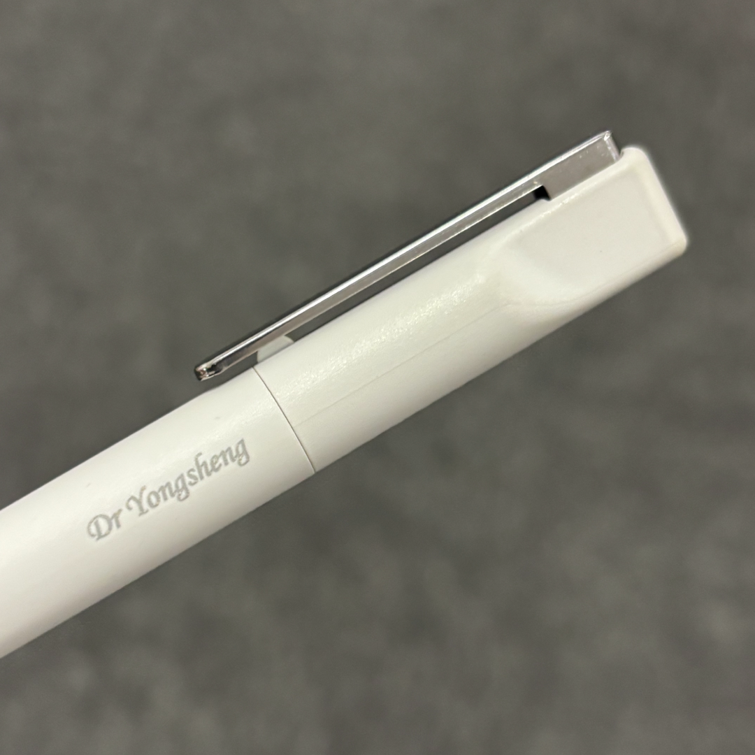 Personalised name engraving on Lamy Xevo Ballpoint Pen in Light Grey