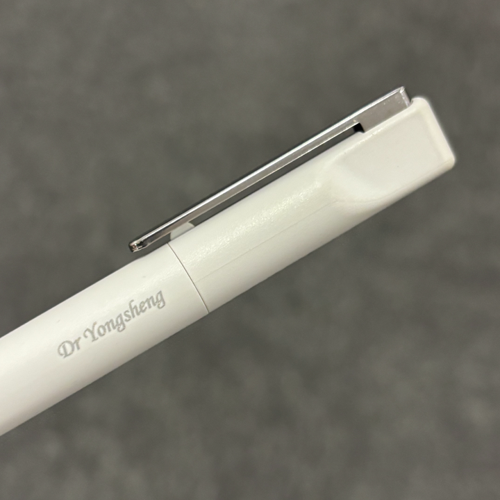 Personalised name engraving on Lamy Xevo Ballpoint Pen in Light Grey