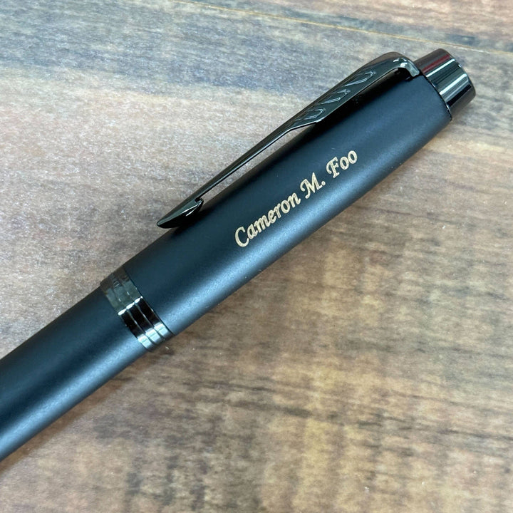 Personalized Name Engraving On Parker IM Matte Metallic Black Edition Rollerball Pen
