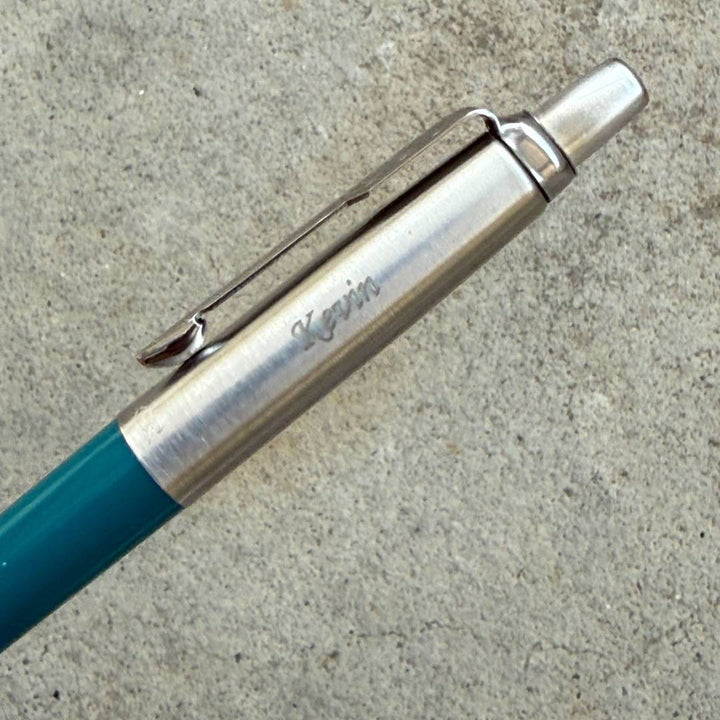 Personalized Name Engraving On Parker Jotter Originals Ballpoint Pen - Peacock Blue