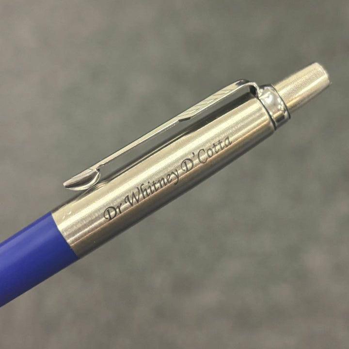 Personalized Name Engraving On Parker Jotter Special Blue Ballpoint Pen