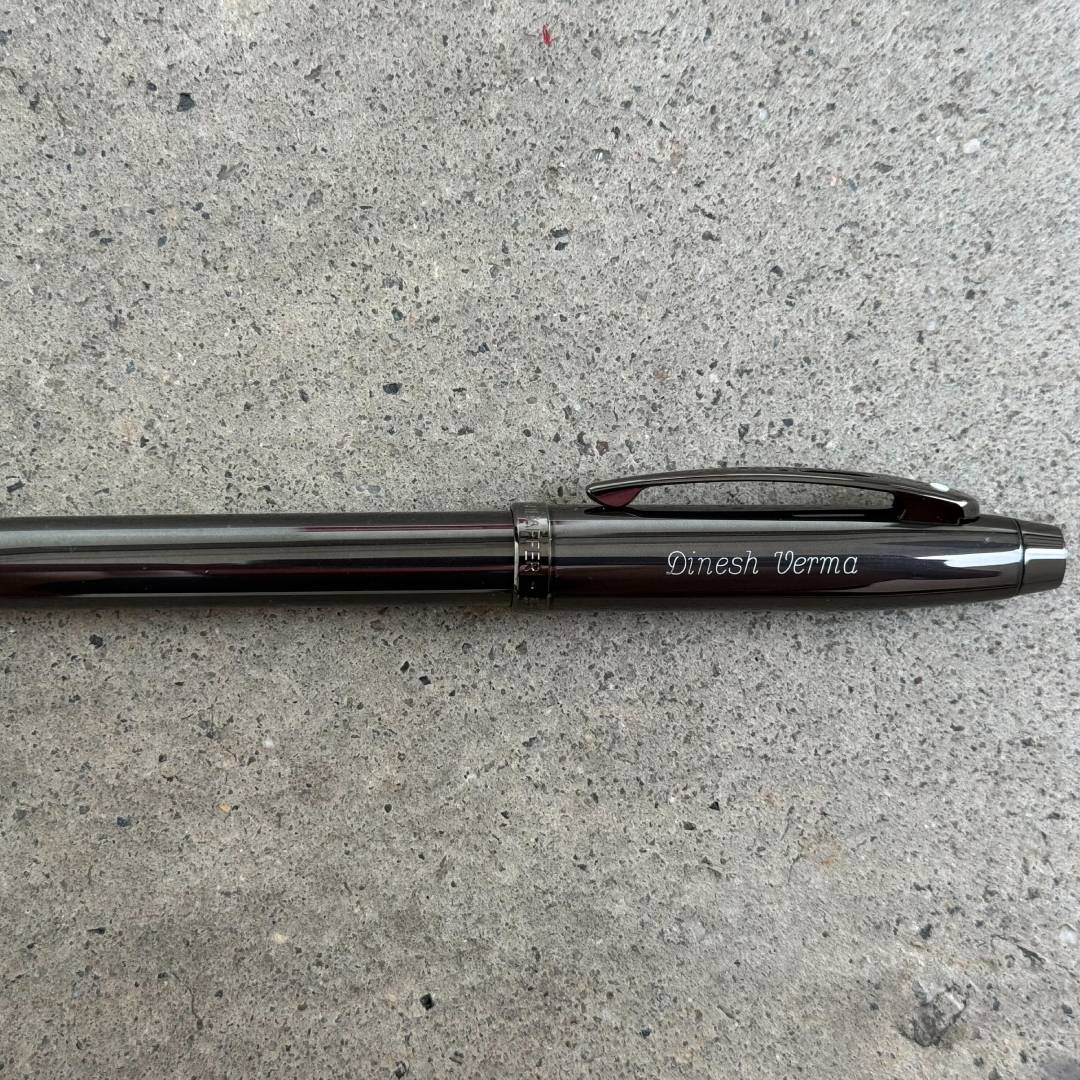 Personalized Name Engraving On Sheaffer 100 9375 Rollerball Pen - Ionic Gunmetal Grey with Shiny PVD Trims