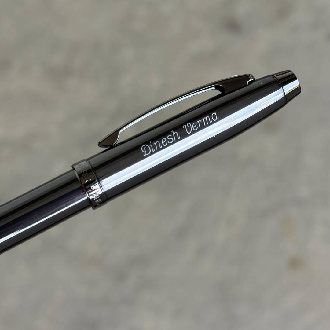 Personalized Name Engraving On Sheaffer 100 9375 Rollerball Pen - Ionic Gunmetal Grey with Shiny PVD Trims