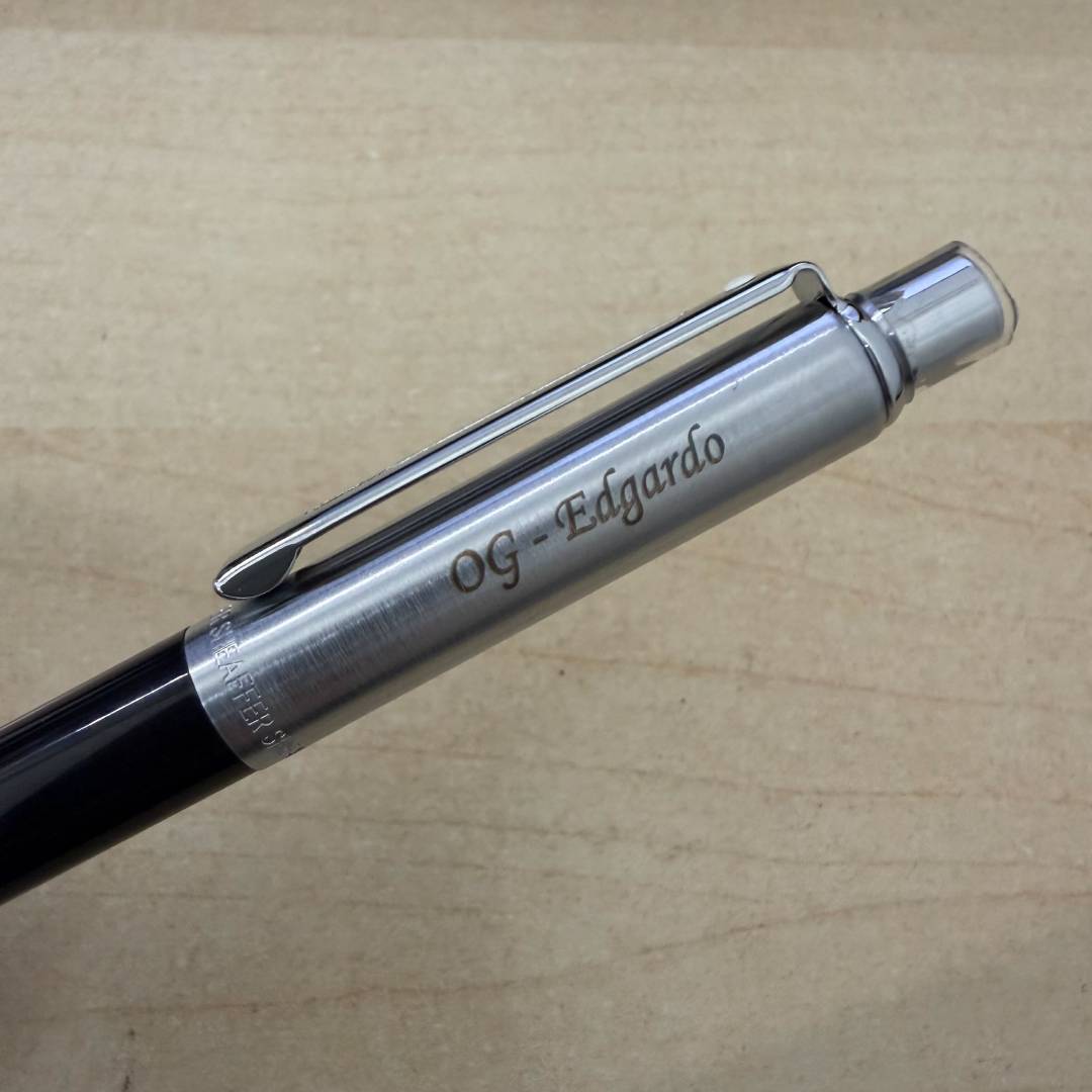 Personalized Name Engraving On Sheaffer Sentinel Black and Chrome Ballpoint Pen With Chrome Trims (WW31)