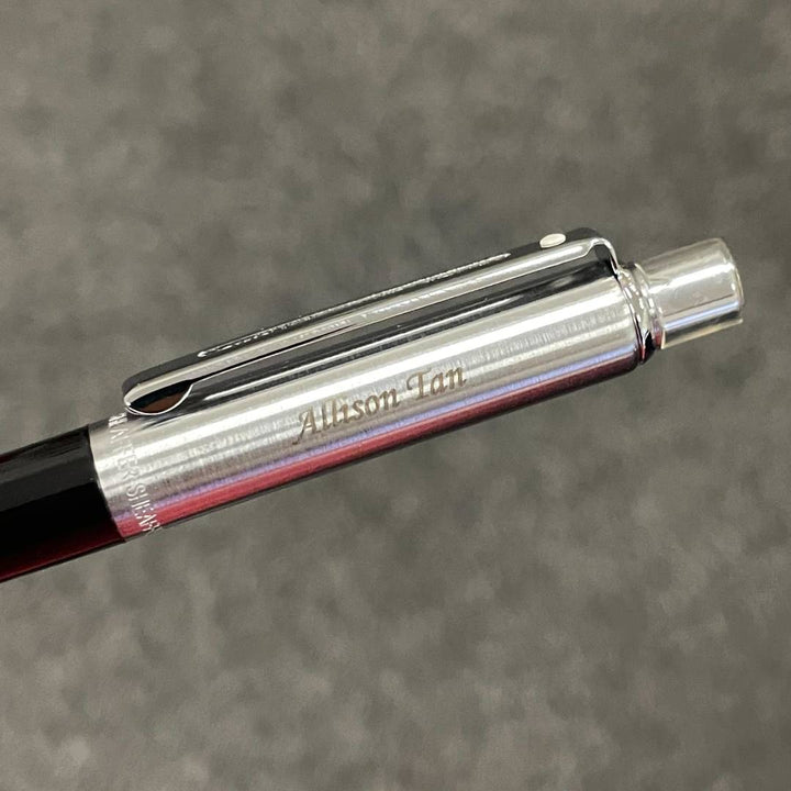 Personalized Name Engraving On Sheaffer Sentinel Black and Chrome Ballpoint Pen With Chrome Trims (WW31)