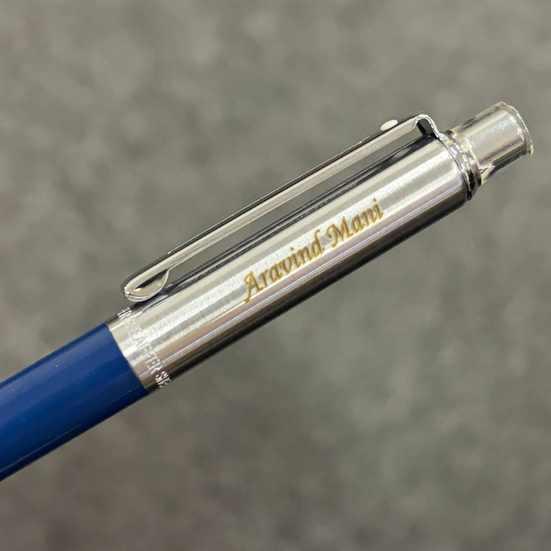 Personalized Name Engraving On Sheaffer Sentinel Blue and Chrome Ballpoint Pen With Chrome Trims (WW31)