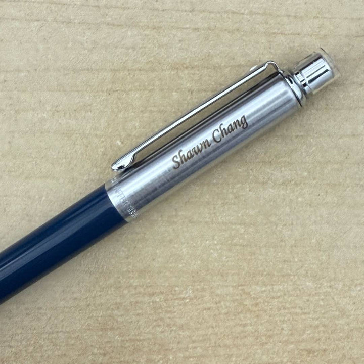 Personalized Name Engraving On Sheaffer Sentinel Blue and Chrome Ballpoint Pen With Chrome Trims (WW31)