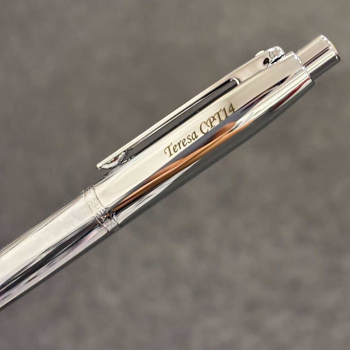 Personalized Name Engraving On Sheaffer VFM E9421 Ballpoint Pen - Polished Chrome with Chrome Plated Trims