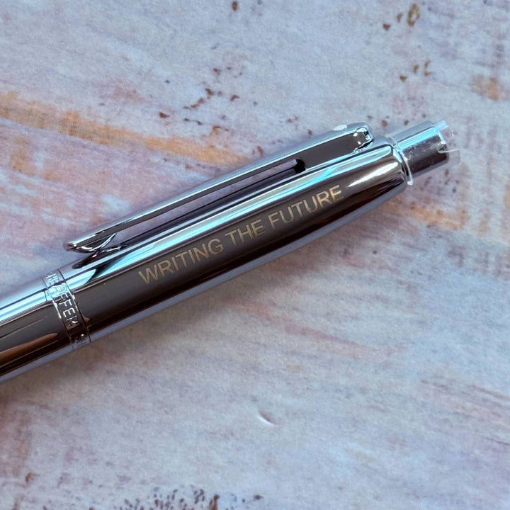 Personalized Name Engraving On Sheaffer VFM E9421 Ballpoint Pen - Polished Chrome with Chrome Plated Trims