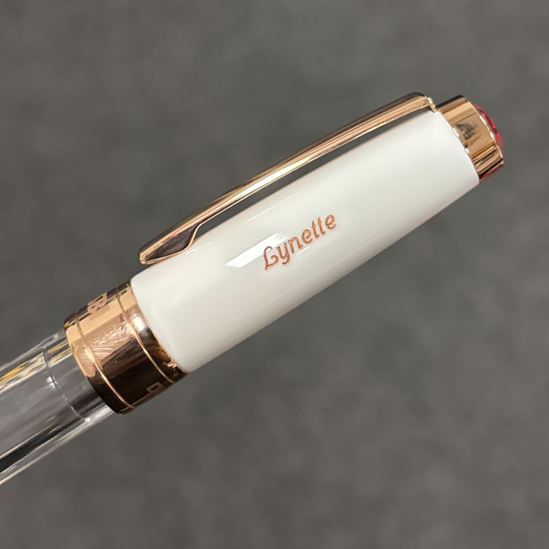 Personalized Name Engraving On TWSBI Diamond 580 Fountain Pen White RG II