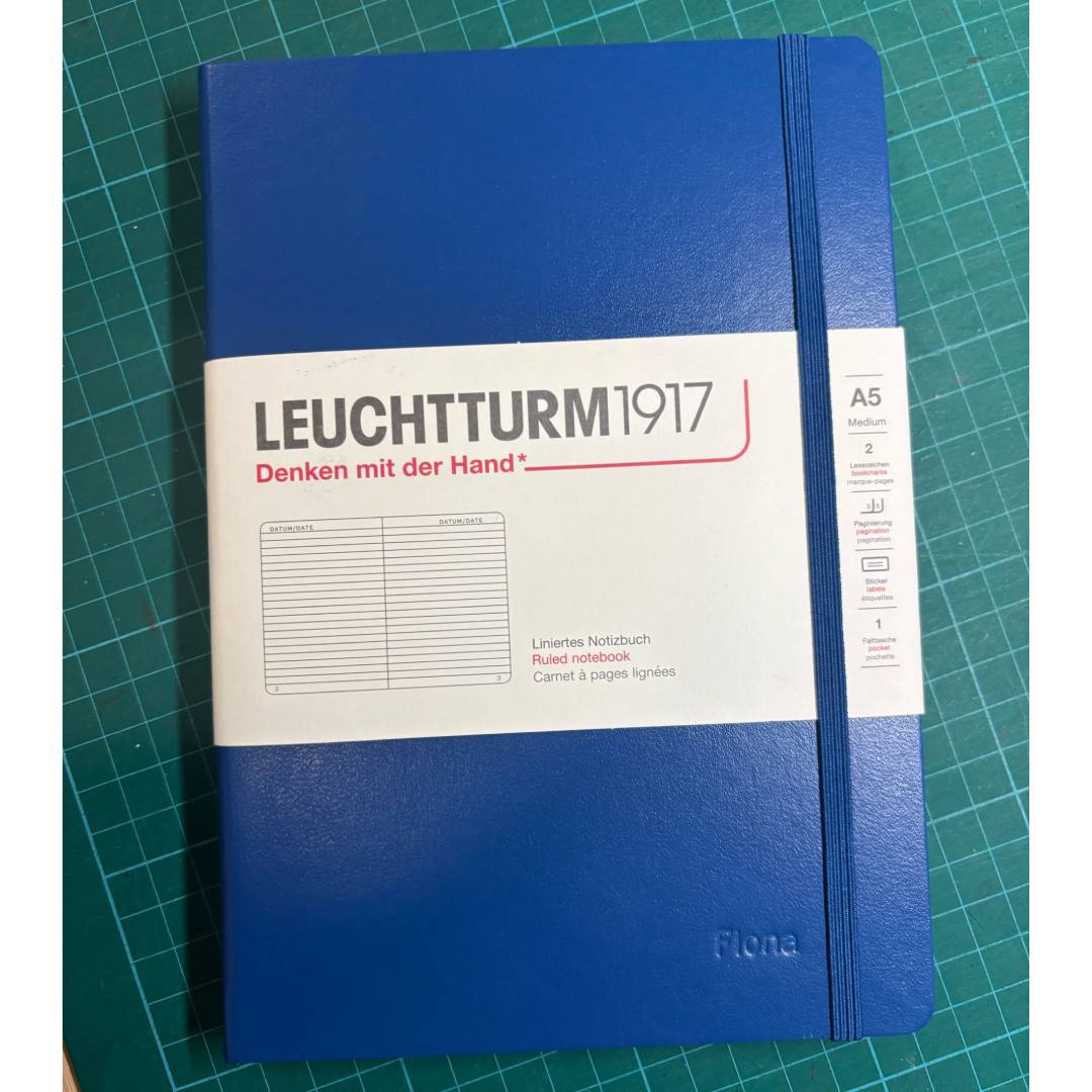 Personalized Name Embossing on Leuchtturm1917 A5 Medium Hardcover Notebook - Ruled / Indigo