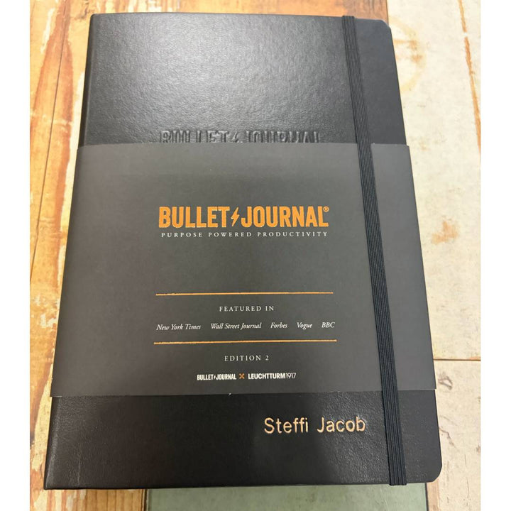 Personalized Name Embossing on Leuchtturm1917 Bullet Journal Edition 2 A5 Medium Hardcover Notebook - Dotted / Black