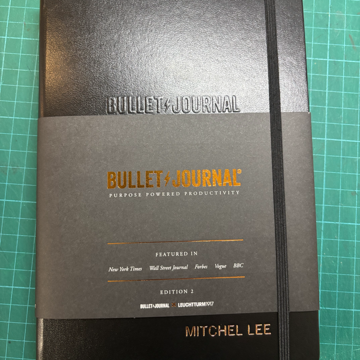 Personalised name embossing on Leuchtturm1917 Bullet Journal Edition 2 A5 Medium Hardcover Notebook - Dotted / Black at Cityluxe WorkRoom