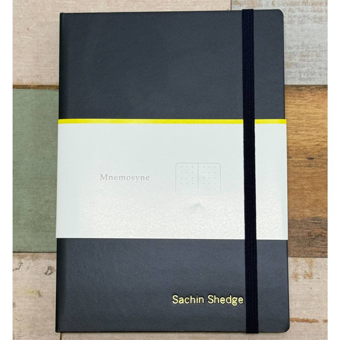 Maruman Mnemosyne A5 Journal Hardcover Notebook - Navy — in use