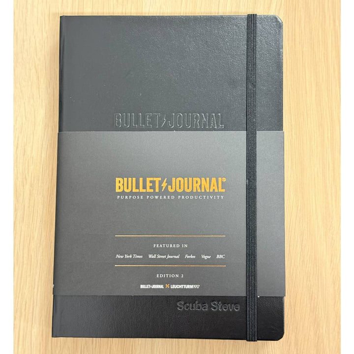 Personalized Name Embossing on Leuchtturm1917 Bullet Journal Edition 2 A5 Medium Hardcover Notebook - Dotted / Black
