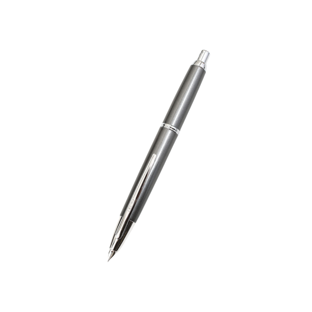 Pilot Capless Decimo Fountain Pen - Dark Gray with 18K Gold Rhodium-plated Broad Nib — capped
