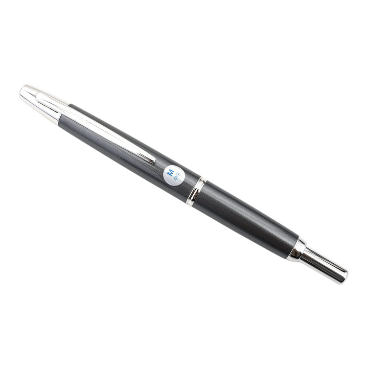 Pilot Capless Decimo Fountain Pen - Dark Gray with 18K Gold Rhodium-plated Broad Nib — writing at an angle