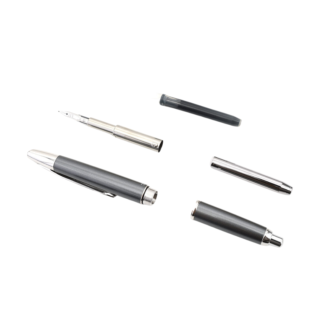 Pilot Capless Decimo Fountain Pen - Dark Gray with 18K Gold Rhodium-plated Broad Nib — with packaging