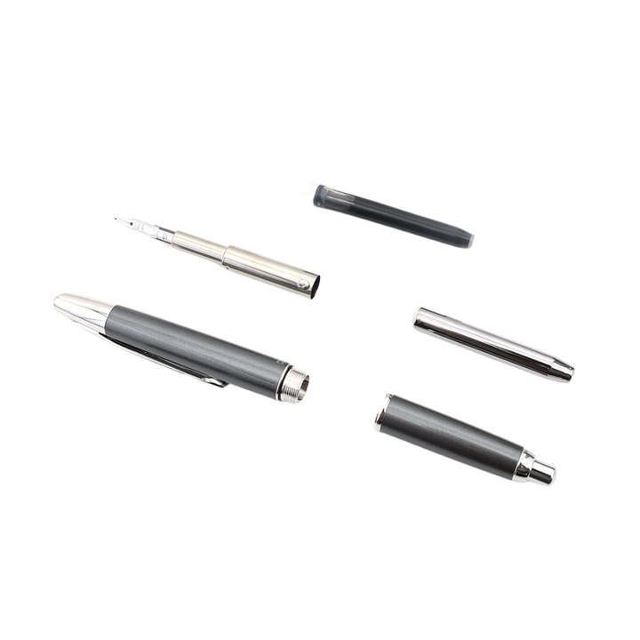 Pilot Capless Decimo Fountain Pen - Dark Gray with 18K Gold Rhodium-plated Broad Nib — with packaging