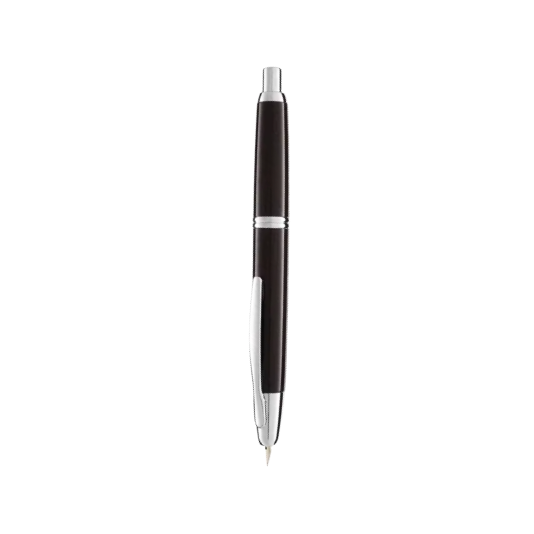 Pilot Capless Fountain Pen - Brown with 18K Gold Rhodium-plated Nib — uncapped with cap posted