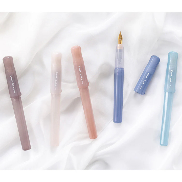 Pilot Kakuno Fountain Pen - Madoromi Pink — writing at an angle