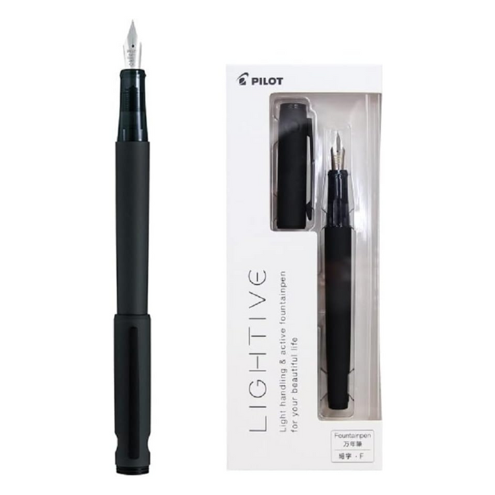 Pilot LIGHTIVE Fountain Pen - Matte Black — with packaging