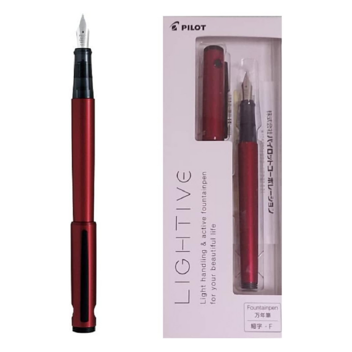 Pilot LIGHTIVE Fountain Pen - Active Red — with packaging