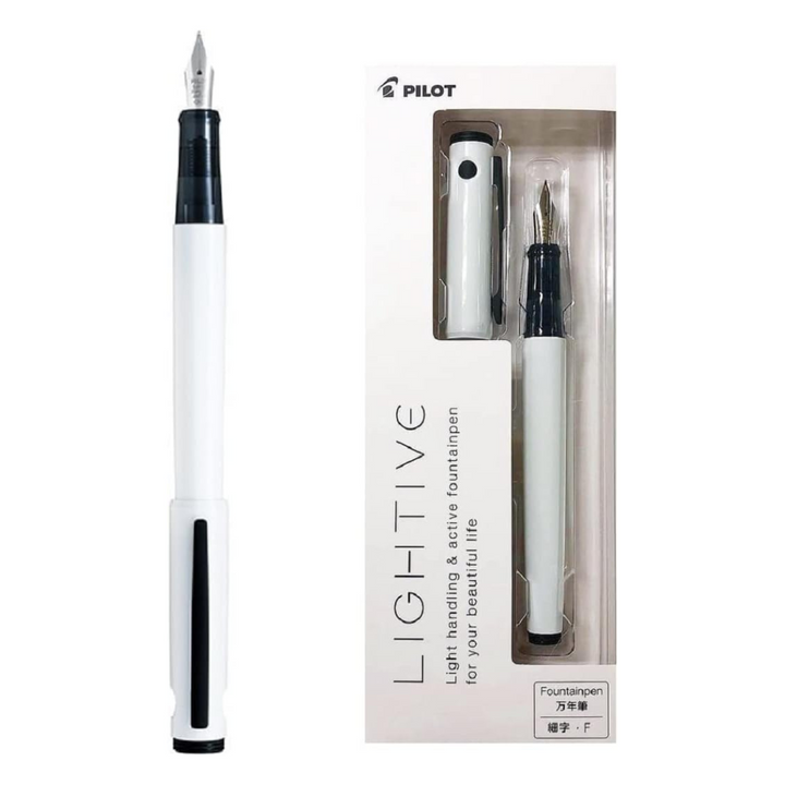 Pilot LIGHTIVE Fountain Pen - Active White — with packaging