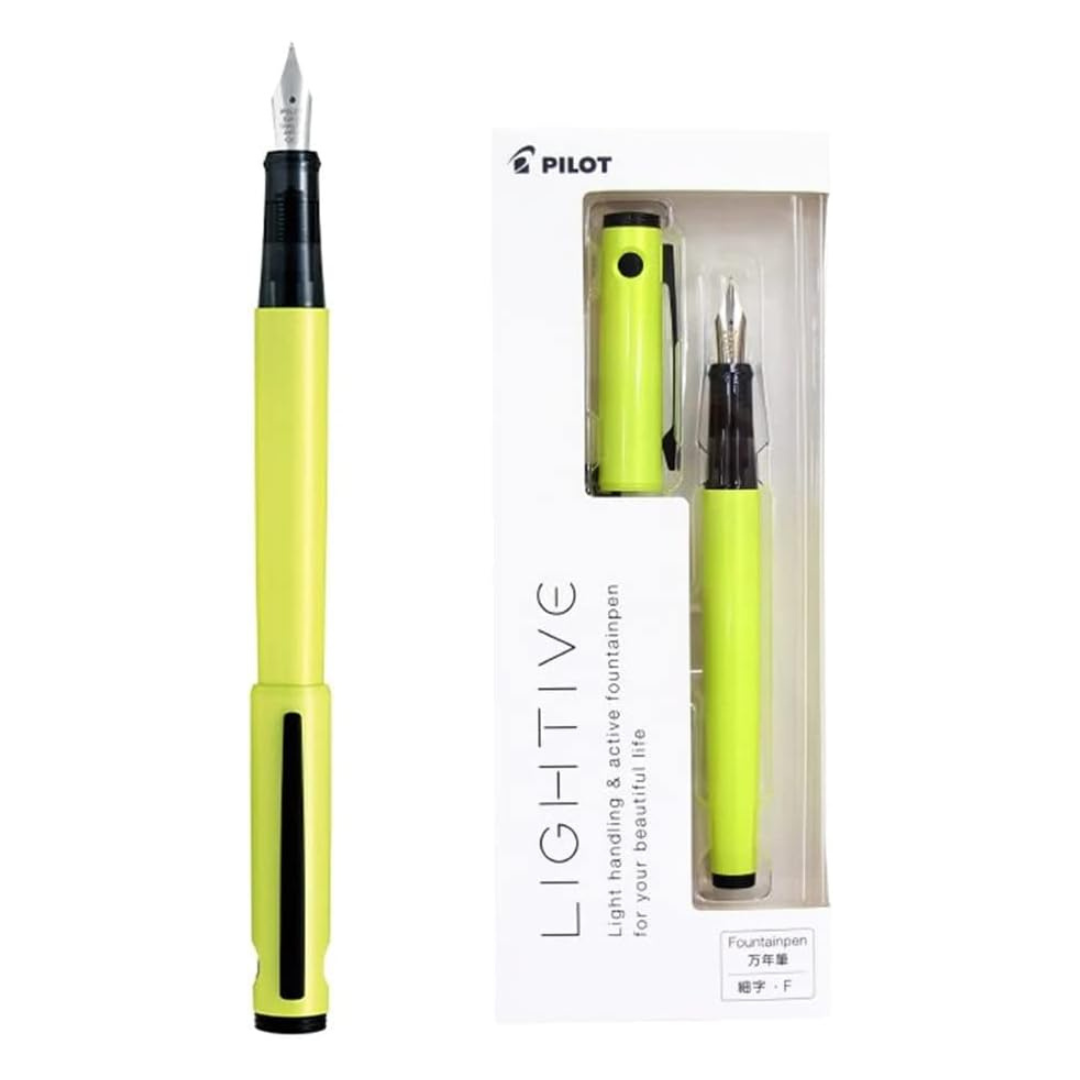 Pilot LIGHTIVE Fountain Pen - Active Yellow — with packaging