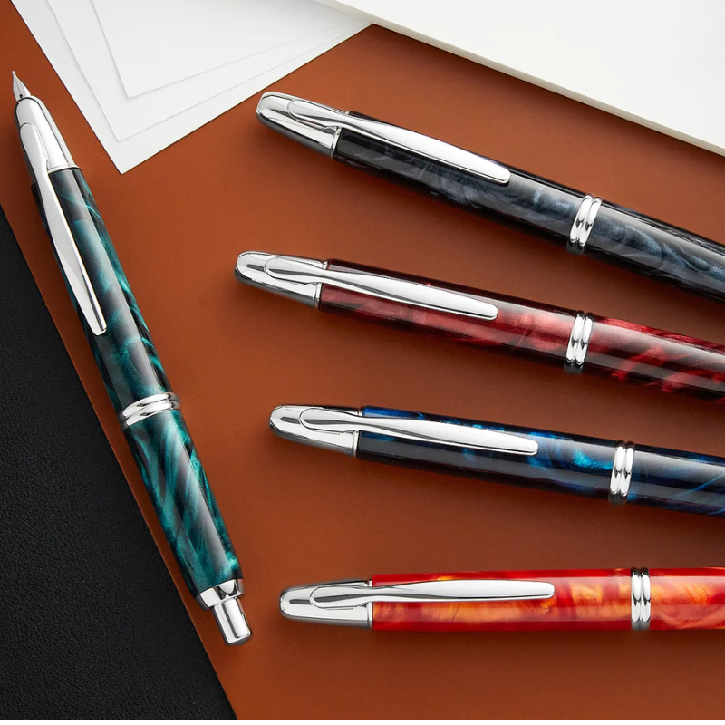 Pilot Capless (Vanish Point) SE Fountain Pen Marble Black,Marble Green,Marble Blue,Marble Orange,Marble Red,18K Gold Rhodi…