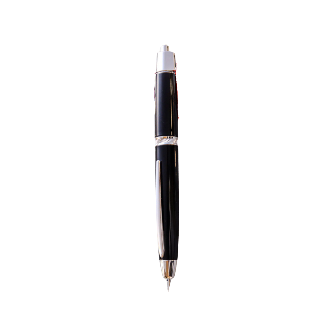 Pilot Vanishing Point Capless Luxury LS Fountain Pen - Black 18K Gold Rhodium-plated Nib — uncapped with cap posted