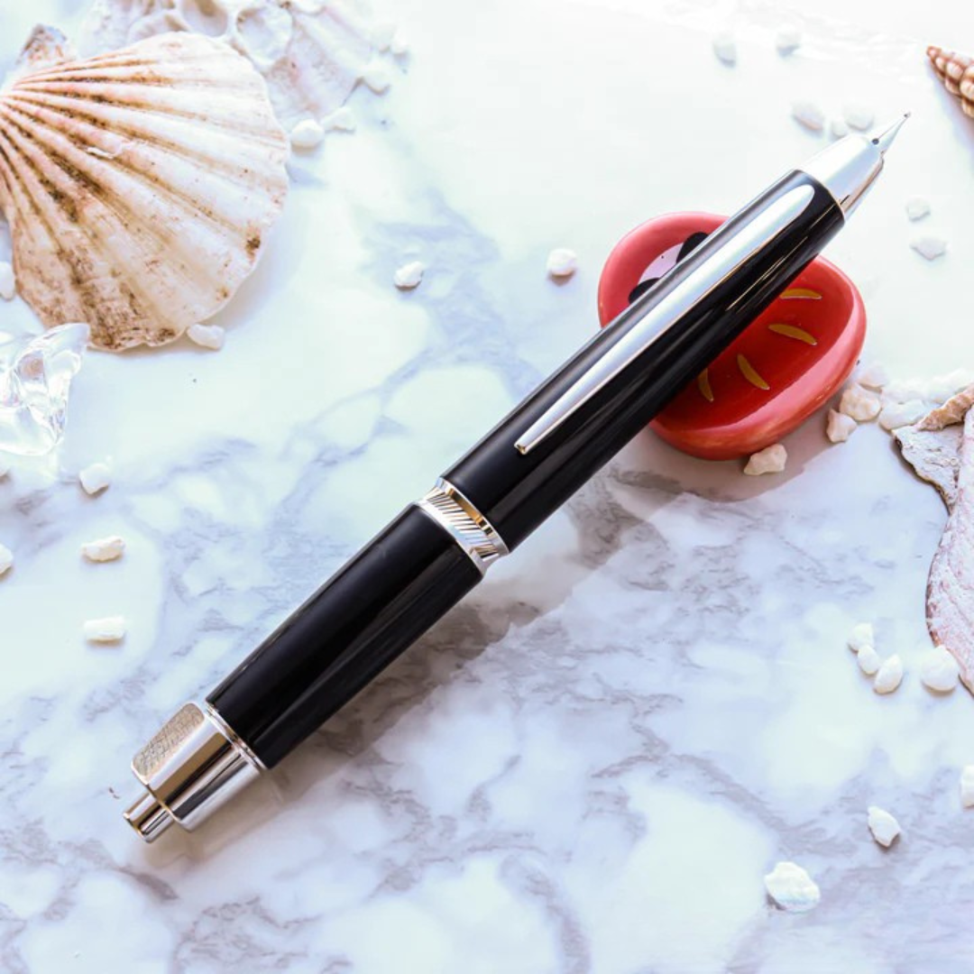 Pilot Vanishing Point Capless Luxury LS Fountain Pen - Black 18K Gold Rhodium-plated Nib — with packaging