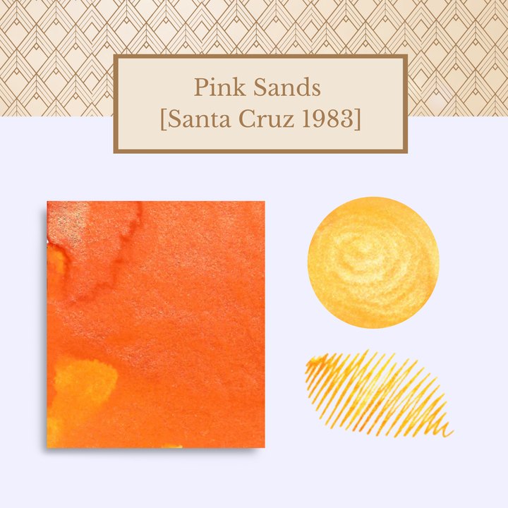 Vinta Inks 30ml Ink Bottle Pink Sands, Shimmer (Santa Cruz 1983) — Vinta Inks fountain pen ink — premium bottled ink for writing, at Cityluxe Singapore