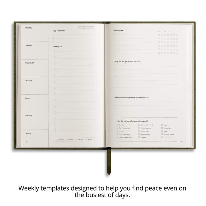 Chai Sunrise Weekly Planner - Rainforest Tree — in use