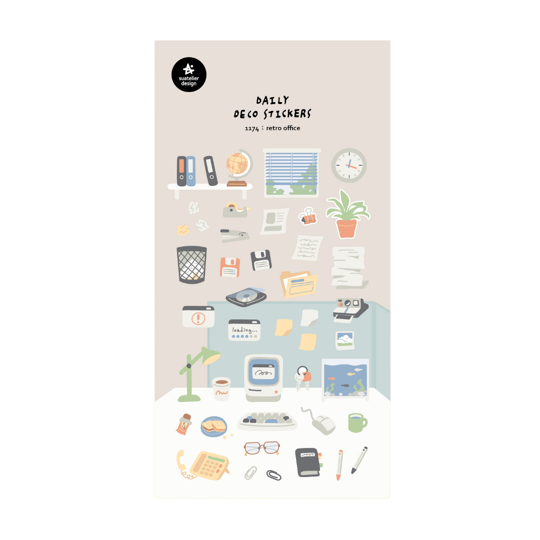 Suatelier Daily Deco Sticker - Retro Office — front view