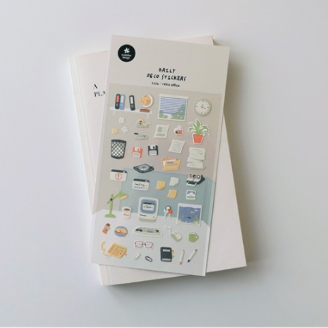 Suatelier Daily Deco Sticker - Retro Office — with packaging