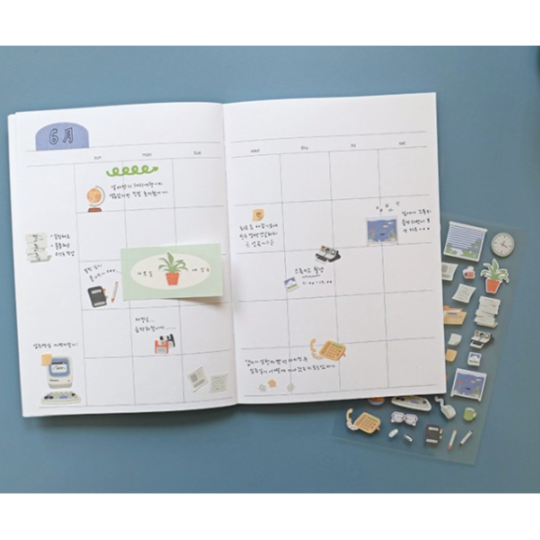 Suatelier Daily Deco Sticker - Retro Office — flat lay