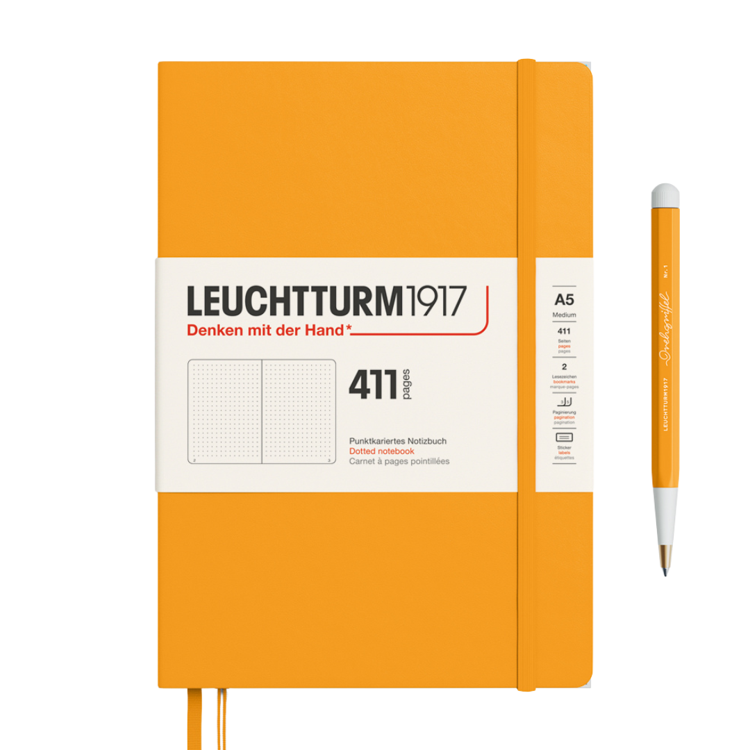 Leuchtturm1917 A5 Medium Hardcover Notebook (Thick, 411 Pages) - Dotted / Rising Sun — front cover