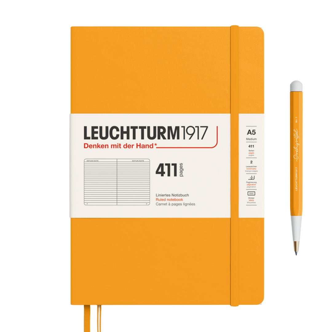 Leuchtturm1917 A5 Medium Hardcover Notebook (Thick, 411 Pages) - Ruled / Rising Sun — front cover