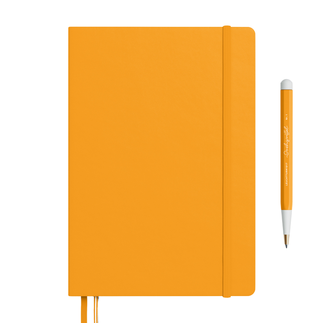 Leuchtturm1917 A5 Medium Hardcover Notebook (Thick, 411 Pages) - Ruled / Rising Sun — open spread