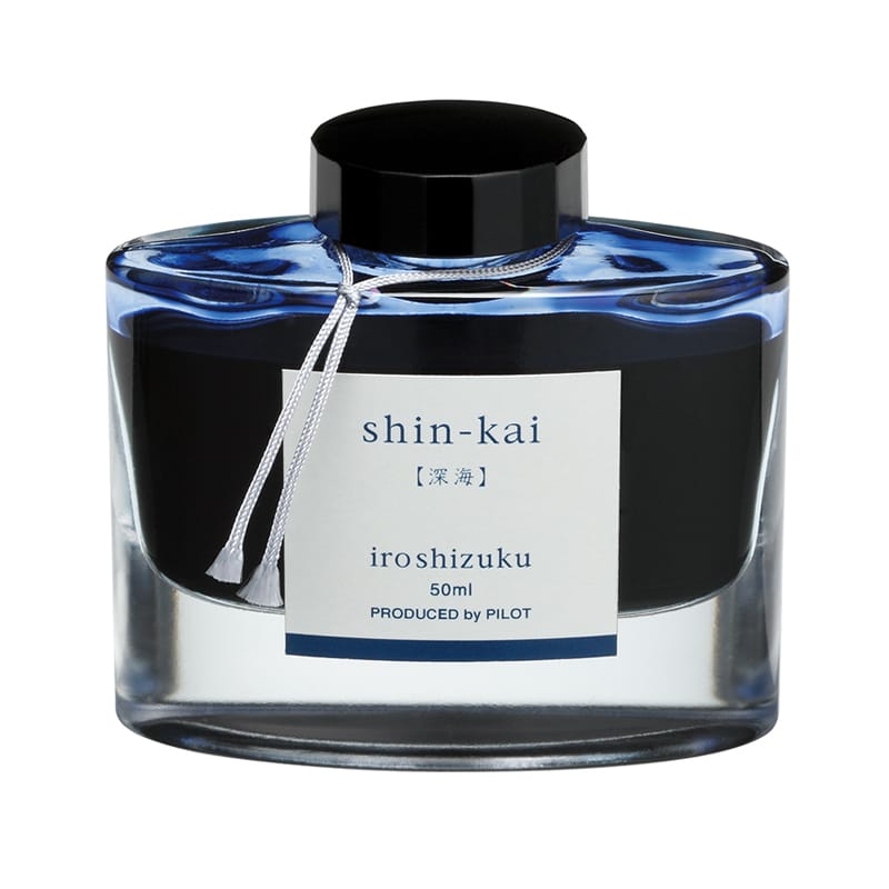 Pilot Iroshizuku 50ml Ink Bottle Fountain Pen Ink - Shin-kai (Blue Grey) — bottle at angle