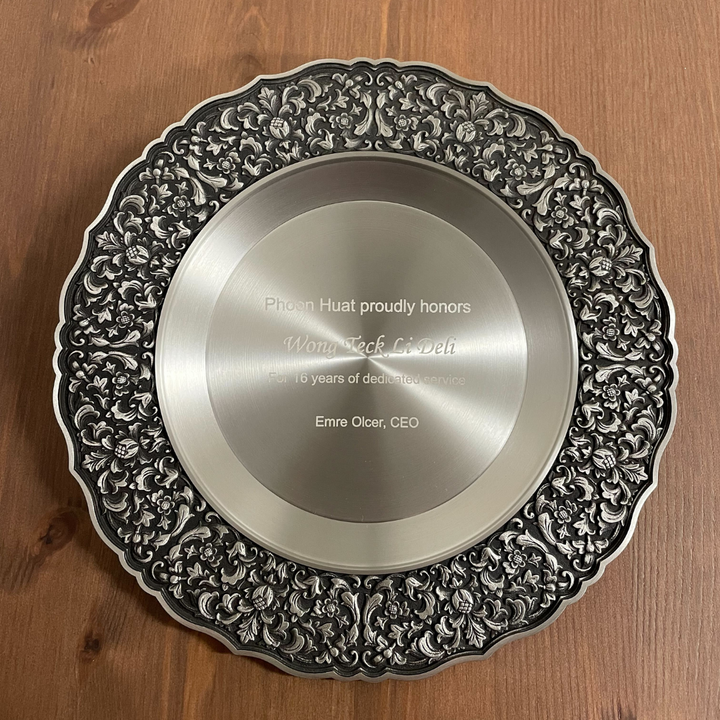 Royal Selangor Classic Expressions Satin Plate — angle view