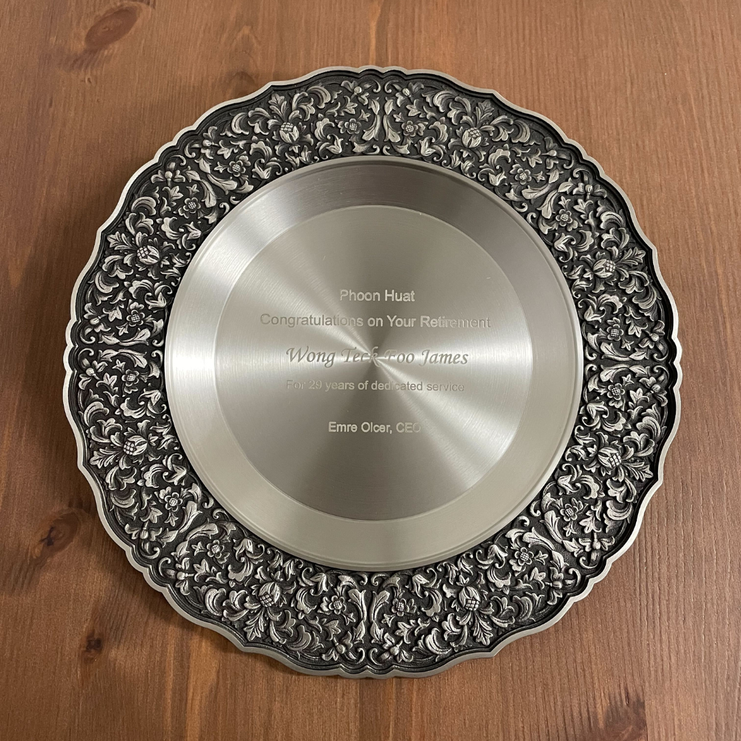Royal Selangor Classic Expressions Satin Plate — in use